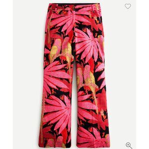 J. Crew High-Waisted Kickout Crop Pant Trousers in Palm-Print Grasscloth 00